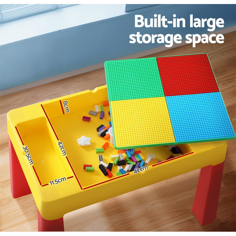 Keezi Baby & Kids > Kid's Furniture > Kid's Tables, Chairs & Seats Keezi 3PCS Kids Table and Chairs Set Activity Toys Storage Box Desk Blocks