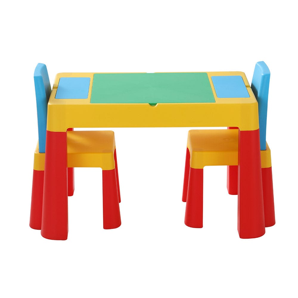 Keezi Baby & Kids > Kid's Furniture > Kid's Tables, Chairs & Seats Keezi 3PCS Kids Table and Chairs Set Activity Toys Storage Box Desk Blocks