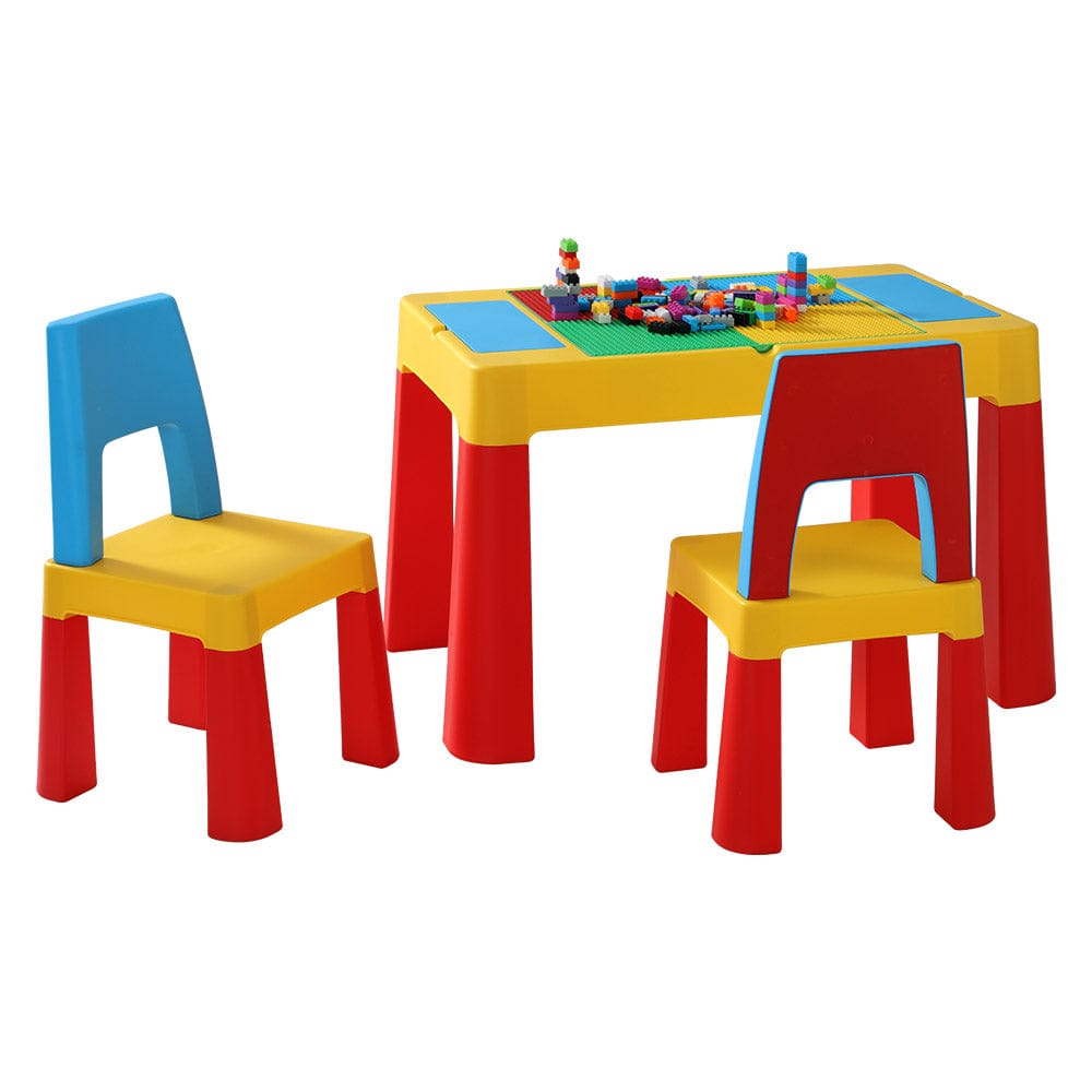 Keezi Baby & Kids > Kid's Furniture > Kid's Tables, Chairs & Seats Keezi 3PCS Kids Table and Chairs Set Activity Toys Storage Box Desk Blocks