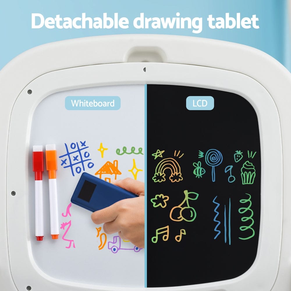 Keezi Baby & Kids > Kid's Furniture > Kid's Tables, Chairs & Seats Keezi Kids Table and Chair Set 2 in 1 Easel Desk Stool w/ LCD Writing Tablet