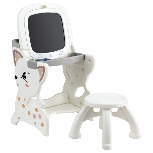 Keezi Baby & Kids > Kid's Furniture > Kid's Tables, Chairs & Seats Keezi Kids Table and Chair Set 2 in 1 Easel Desk Stool w/ LCD Writing Tablet