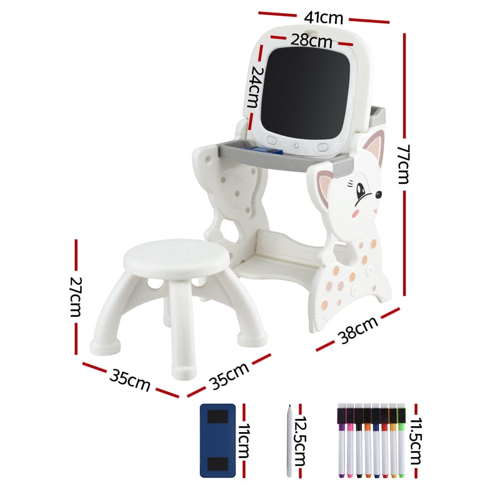 Keezi Baby & Kids > Kid's Furniture > Kid's Tables, Chairs & Seats Keezi Kids Table and Chair Set 2 in 1 Easel Desk Stool w/ LCD Writing Tablet