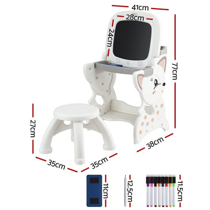 Keezi Baby & Kids > Kid's Furniture > Kid's Tables, Chairs & Seats Keezi Kids Table and Chair Set 2 in 1 Easel Desk Stool w/ LCD Writing Tablet