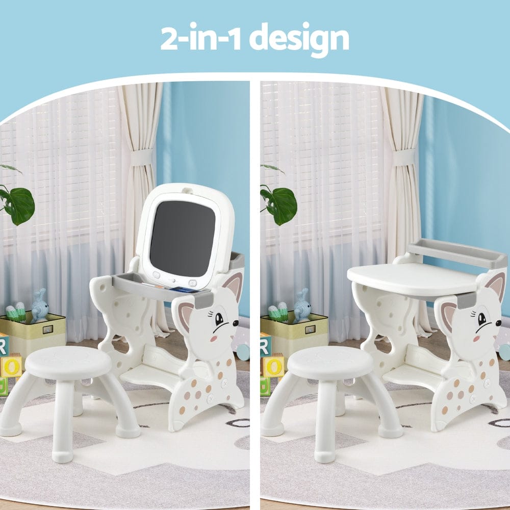 Keezi Baby & Kids > Kid's Furniture > Kid's Tables, Chairs & Seats Keezi Kids Table and Chair Set 2 in 1 Easel Desk Stool w/ LCD Writing Tablet