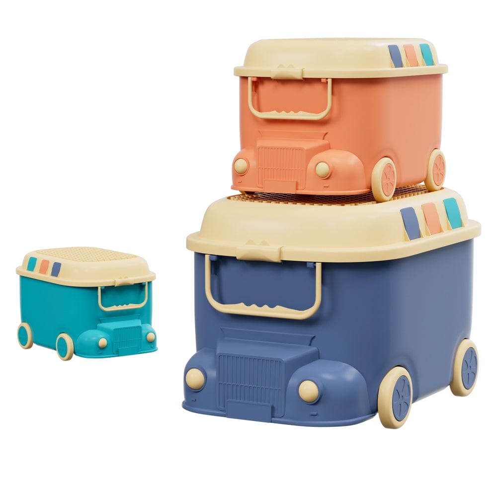 Keezi Baby & Kids > Kid's Furniture > Toy Boxes Keezi 3PCS Toy Storage Box Cute Car Toy Container Kids Toys Organiser Snack Boxes
