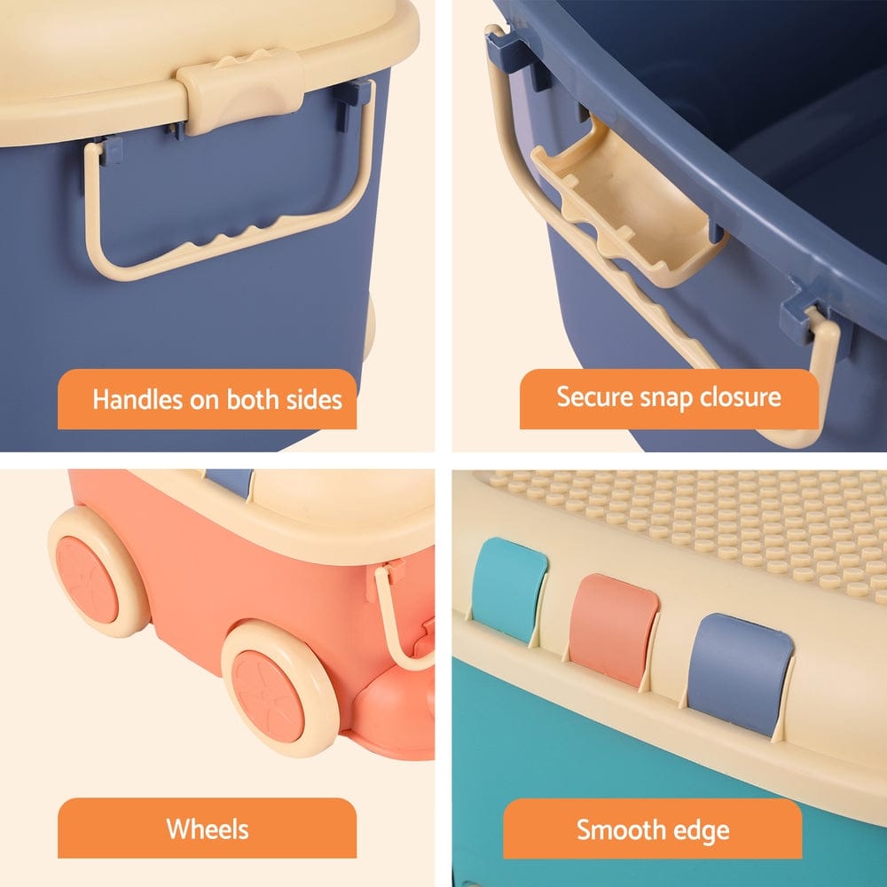 Keezi Baby & Kids > Kid's Furniture > Toy Boxes Keezi 3PCS Toy Storage Box Cute Car Toy Container Kids Toys Organiser Snack Boxes