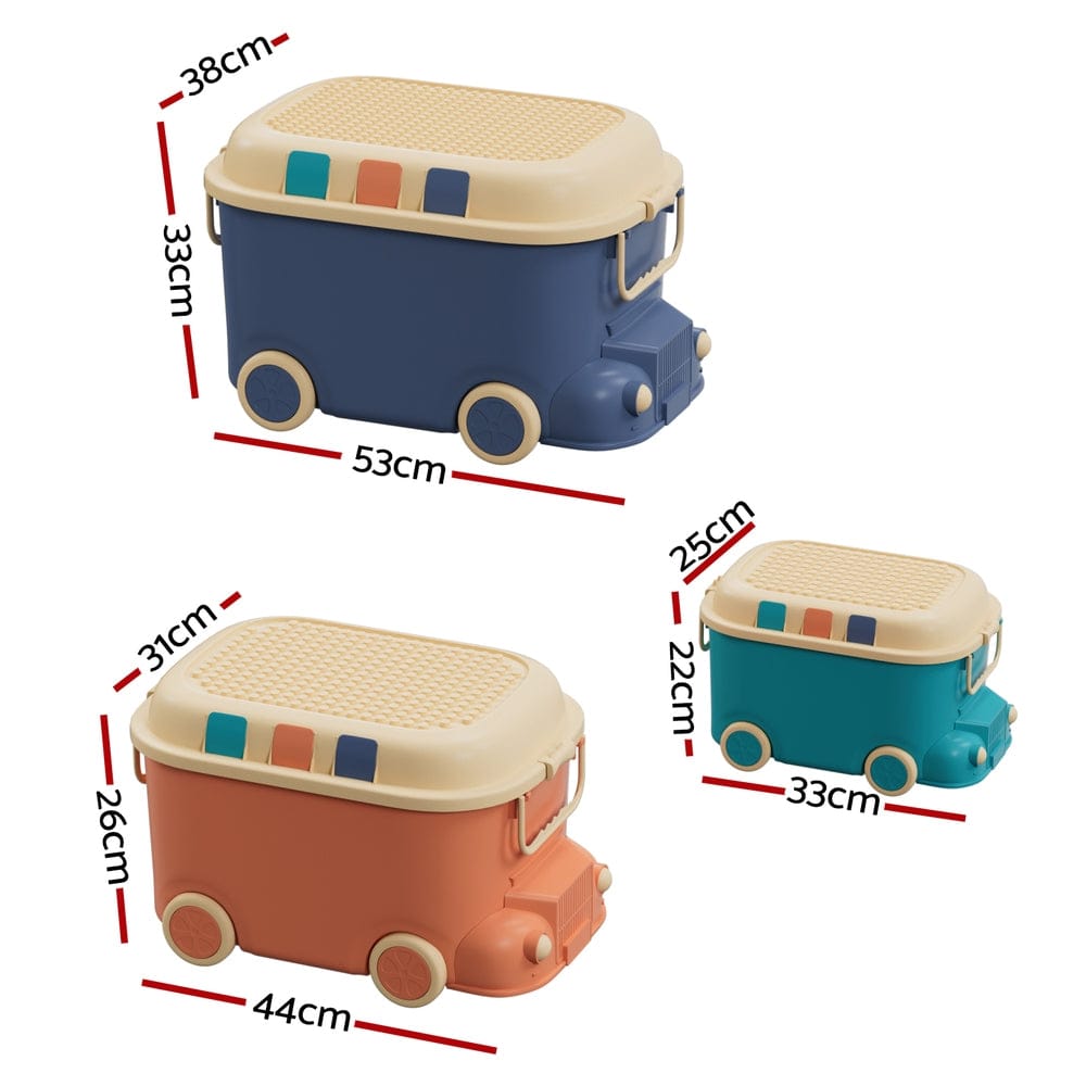 Keezi Baby & Kids > Kid's Furniture > Toy Boxes Keezi 3PCS Toy Storage Box Cute Car Toy Container Kids Toys Organiser Snack Boxes