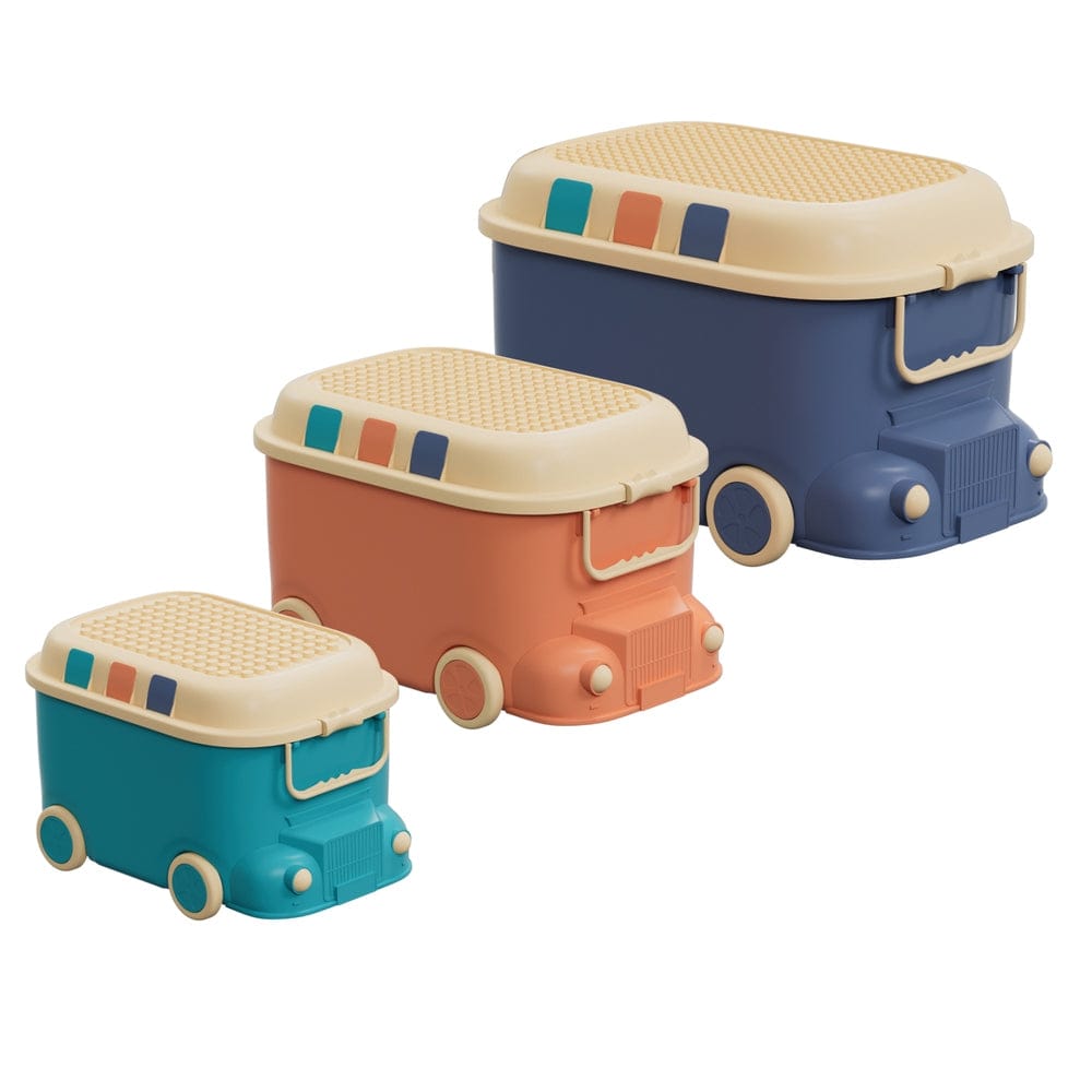 Keezi Baby & Kids > Kid's Furniture > Toy Boxes Keezi 3PCS Toy Storage Box Cute Car Toy Container Kids Toys Organiser Snack Boxes