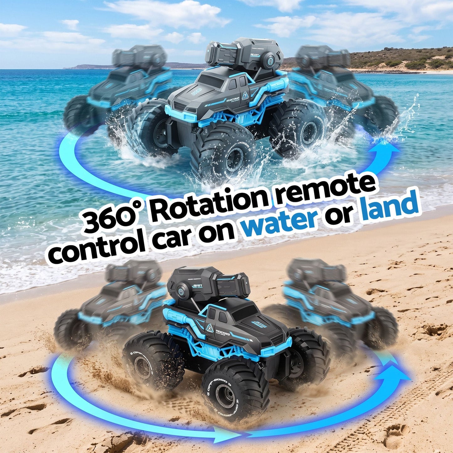 Keezi Kids Baby & Kids > Baby & Kid's Toys > Activity Toys Keezi Kids Amphibious 2.4GHz Remote Control Car Boat with Water Spray Blue