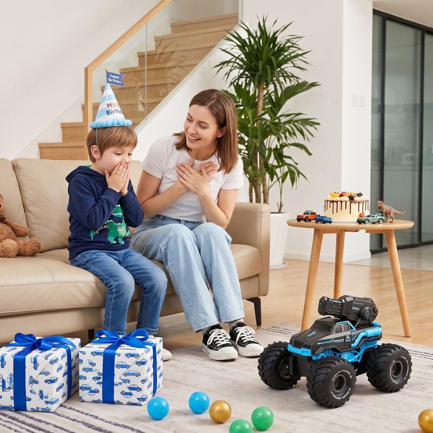 Keezi Kids Baby & Kids > Baby & Kid's Toys > Activity Toys Keezi Kids Amphibious 2.4GHz Remote Control Car Boat with Water Spray Blue