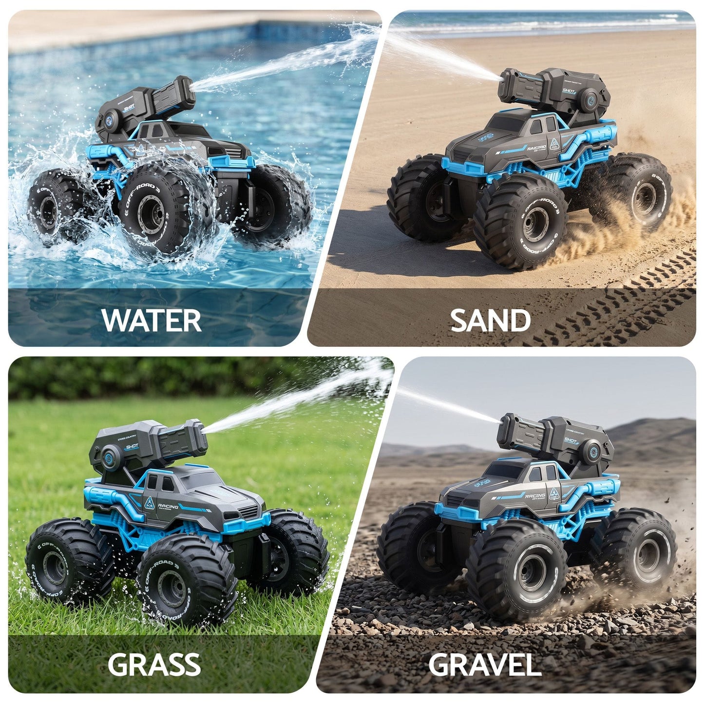 Keezi Kids Baby & Kids > Baby & Kid's Toys > Activity Toys Keezi Kids Amphibious 2.4GHz Remote Control Car Boat with Water Spray Blue