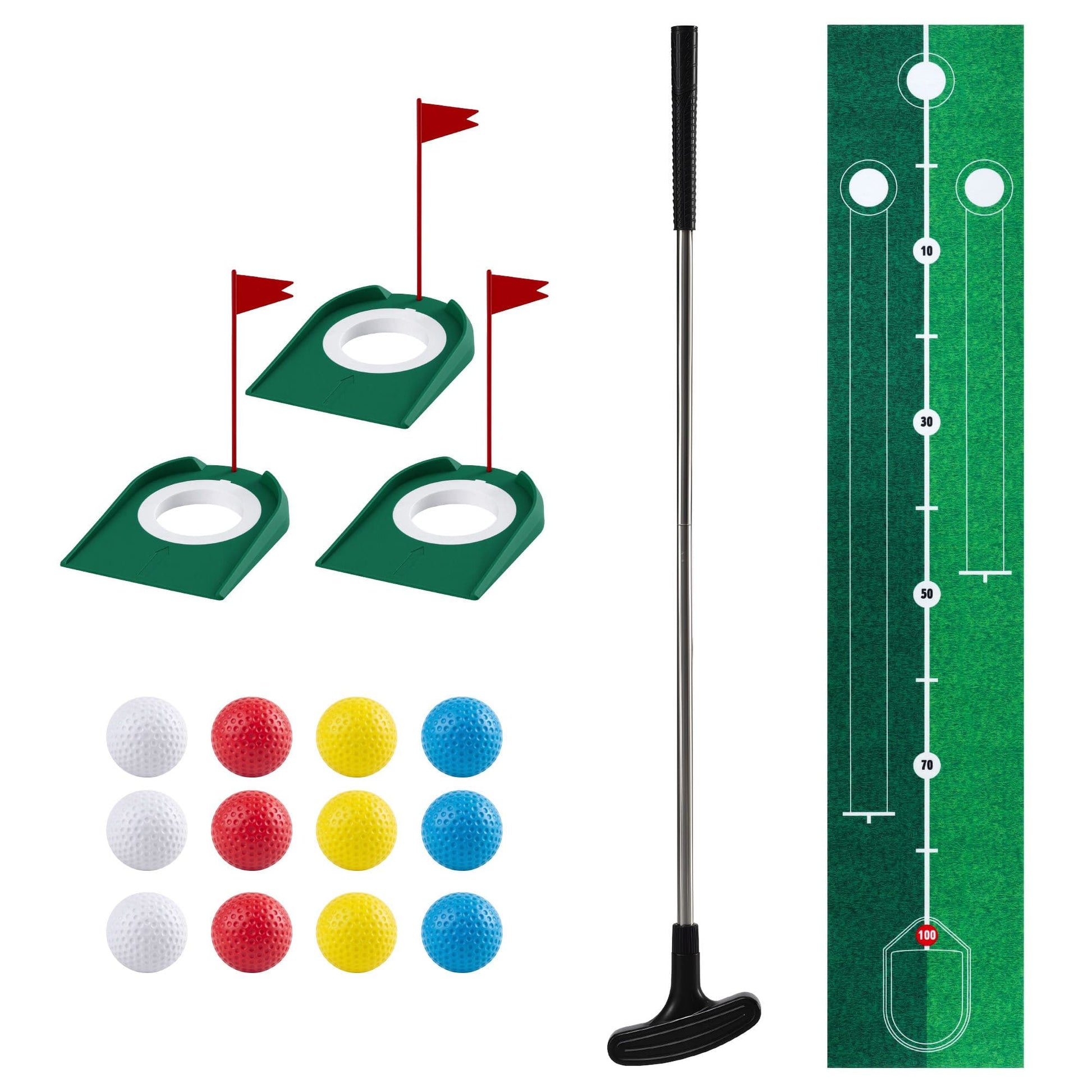 Keezi Kids Baby & Kids > Baby & Kid's Toys > Activity Toys Keezi Kids Golf Putting Game Set with Golf Club, Putting Mat, 12 Balls, 3 Target Holes, Indoor Outdoor Mini Golf Toy for Ages 3-8