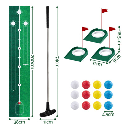 Keezi Kids Baby & Kids > Baby & Kid's Toys > Activity Toys Keezi Kids Golf Putting Game Set with Golf Club, Putting Mat, 12 Balls, 3 Target Holes, Indoor Outdoor Mini Golf Toy for Ages 3-8