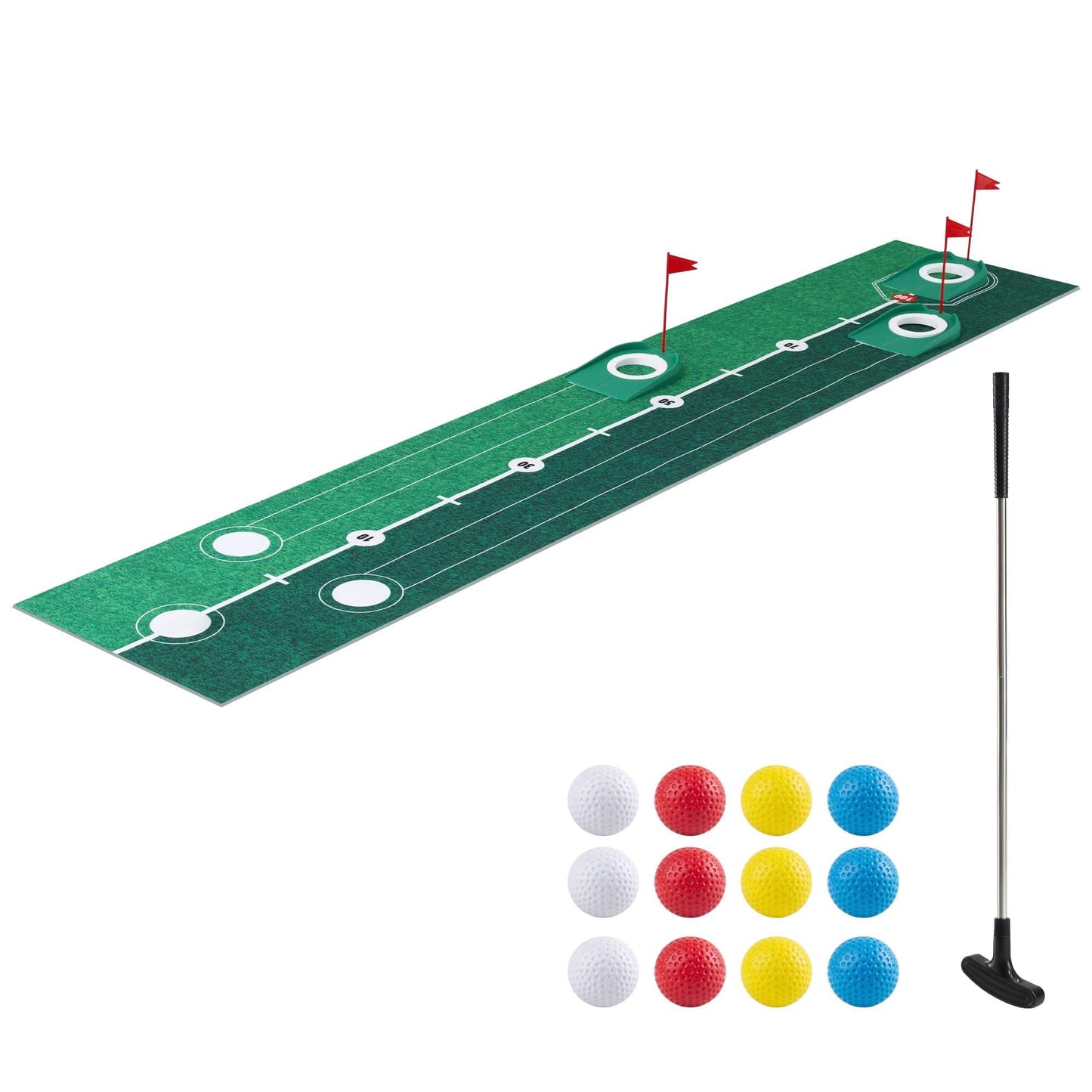 Keezi Kids Baby & Kids > Baby & Kid's Toys > Activity Toys Keezi Kids Golf Putting Game Set with Golf Club, Putting Mat, 12 Balls, 3 Target Holes, Indoor Outdoor Mini Golf Toy for Ages 3-8