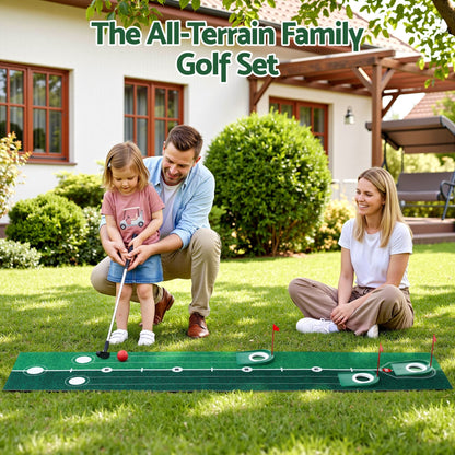 Keezi Kids Baby & Kids > Baby & Kid's Toys > Activity Toys Keezi Kids Golf Putting Game Set with Golf Club, Putting Mat, 12 Balls, 3 Target Holes, Indoor Outdoor Mini Golf Toy for Ages 3-8