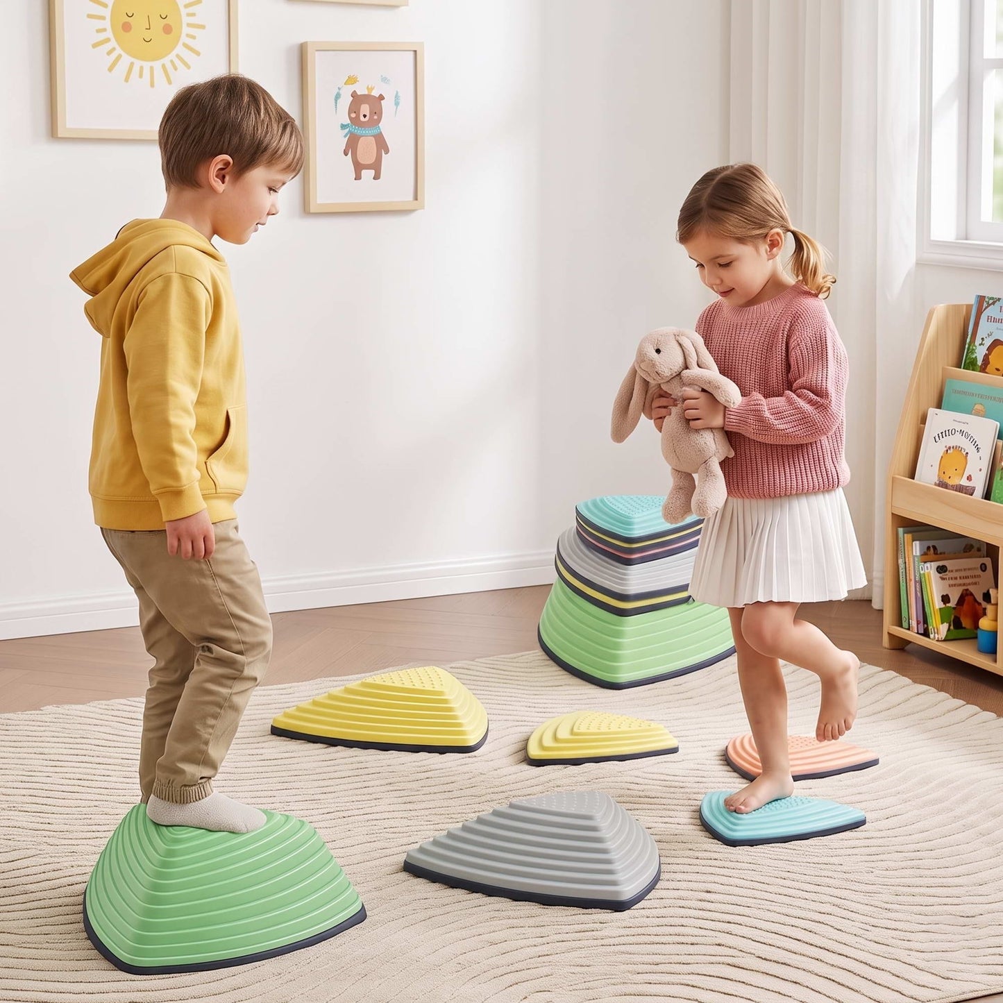 Keezi Kids Baby & Kids > Baby & Kid's Toys > Activity Toys Keezi Kids Stepping Stones 6PCS Balance Stones Indoor Outdoor Toy