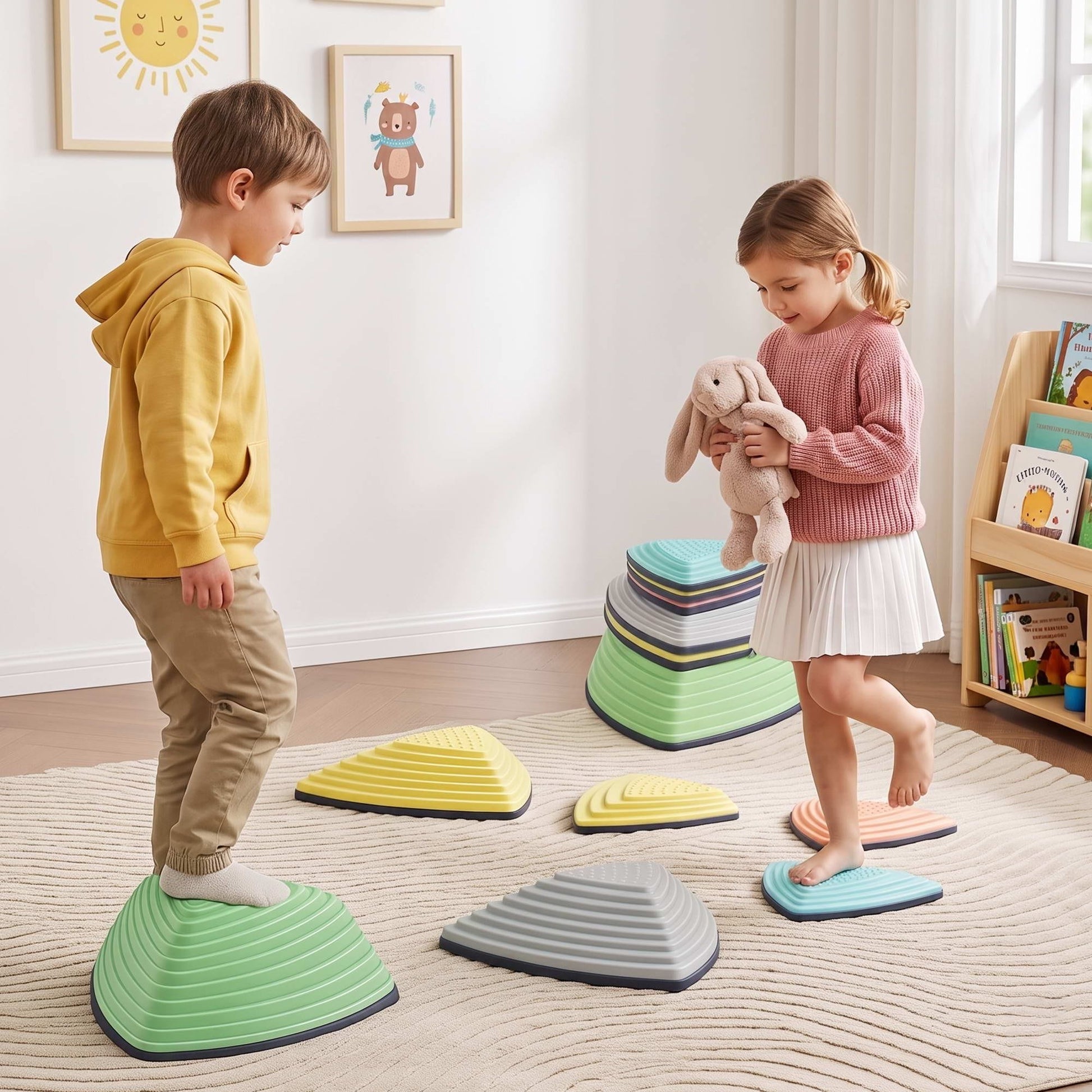 Keezi Kids Baby & Kids > Baby & Kid's Toys > Activity Toys Keezi Kids Stepping Stones 6PCS Balance Stones Indoor Outdoor Toy