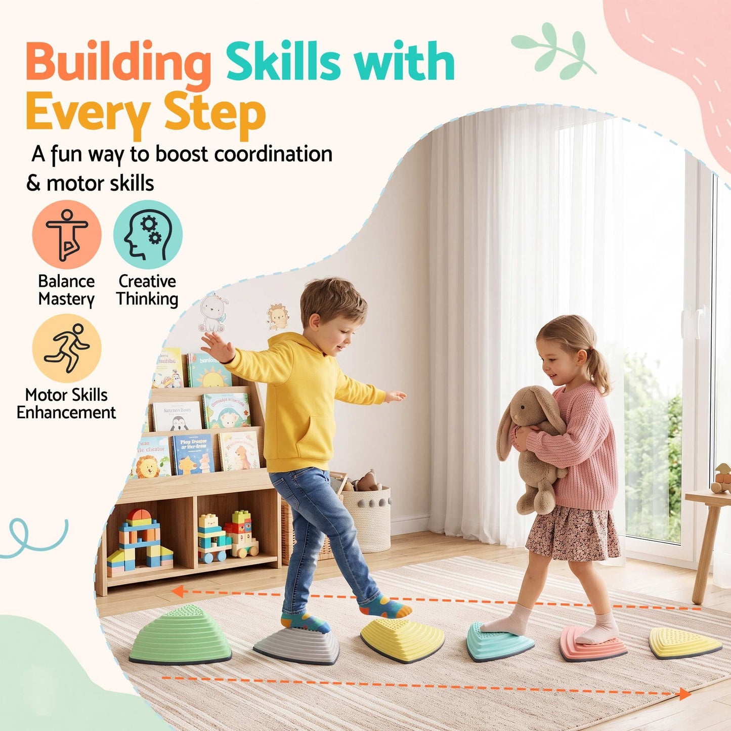 Keezi Kids Baby & Kids > Baby & Kid's Toys > Activity Toys Keezi Kids Stepping Stones 6PCS Balance Stones Indoor Outdoor Toy