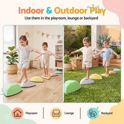 Keezi Kids Baby & Kids > Baby & Kid's Toys > Activity Toys Keezi Kids Stepping Stones 6PCS Balance Stones Indoor Outdoor Toy