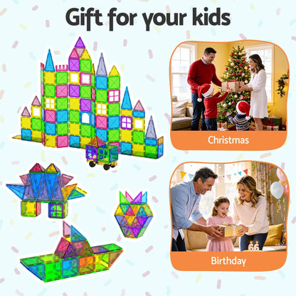 Keezi Kids Baby & Kids > Baby & Kid's Toys > Building Toys Keezi 100pcs Kids Magnetic Tiles Blocks Building Educational Toys Children Gift