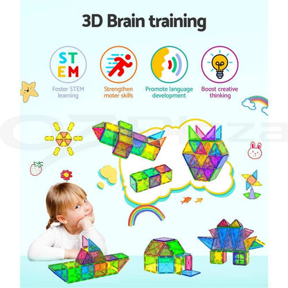 Keezi Kids Baby & Kids > Baby & Kid's Toys > Building Toys Keezi 100pcs Kids Magnetic Tiles Blocks Building Educational Toys Children Gift