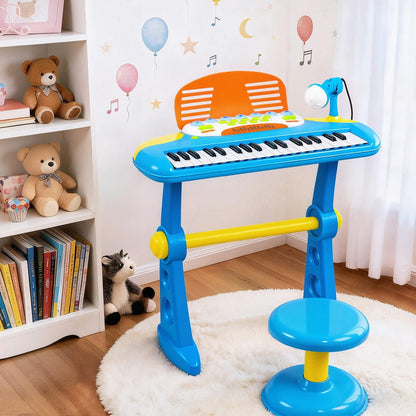Keezi Kids Baby & Kids > Baby & Kid's Toys > Musical Toys Keezi Kids Piano Keyboard 37 Keys Electronic Musical Instrument Set w/ Stool Microphone