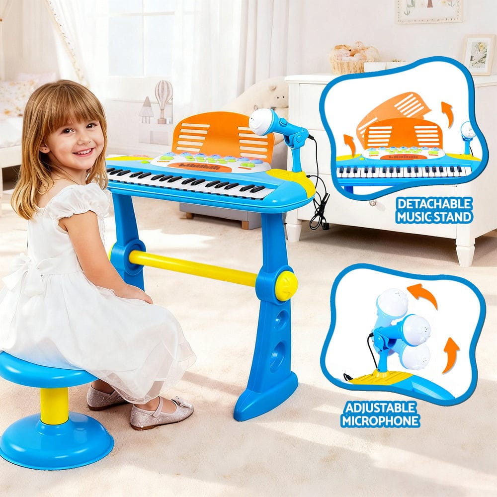 Keezi Kids Baby & Kids > Baby & Kid's Toys > Musical Toys Keezi Kids Piano Keyboard 37 Keys Electronic Musical Instrument Set w/ Stool Microphone