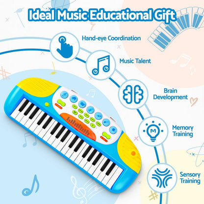 Keezi Kids Baby & Kids > Baby & Kid's Toys > Musical Toys Keezi Kids Piano Keyboard 37 Keys Electronic Musical Instrument Set w/ Stool Microphone