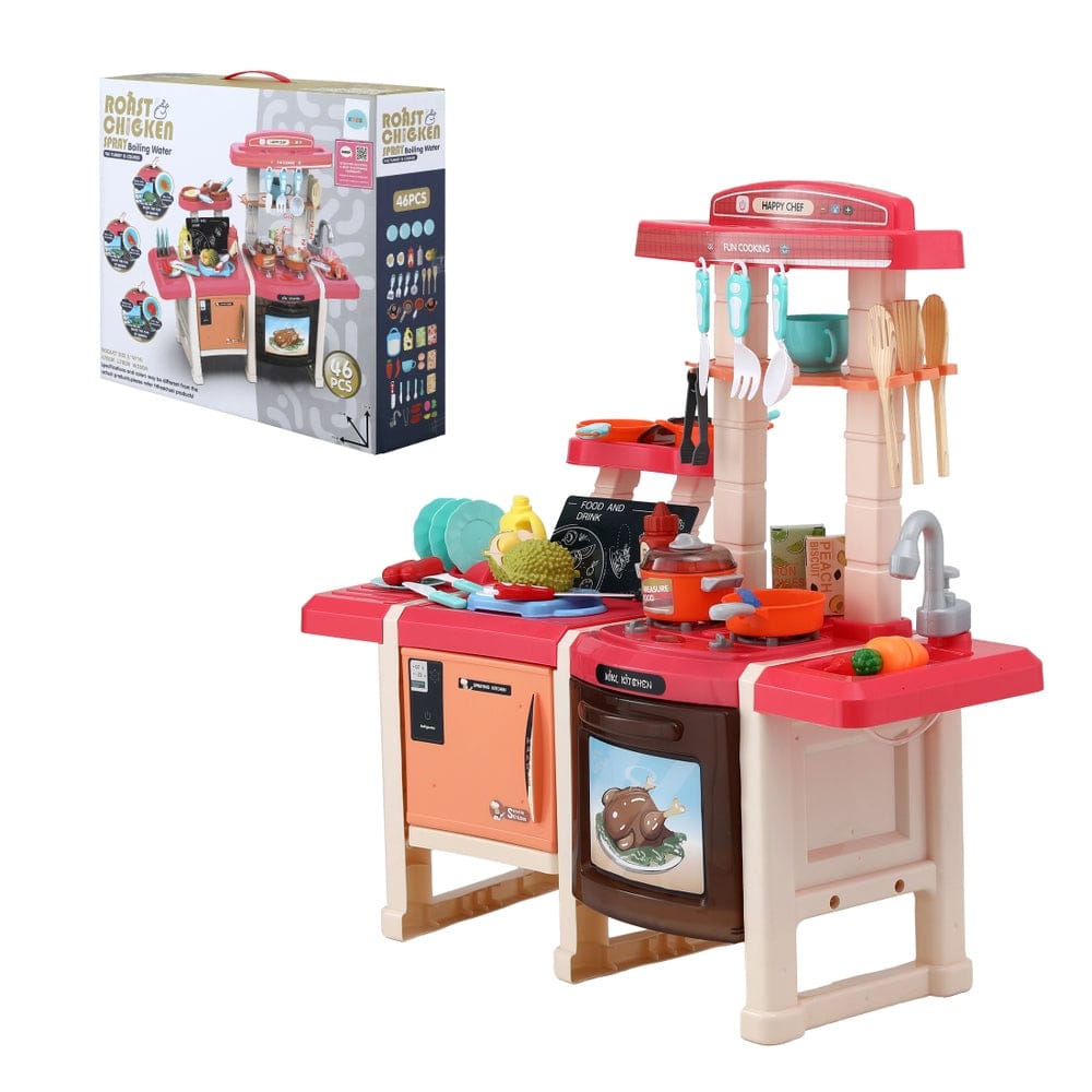Keezi Kids Baby & Kids > Baby & Kid's Toys > Pretend Play Keezi Kids Kitchen Pretend Play Set Cooking Sound Steam Light Function