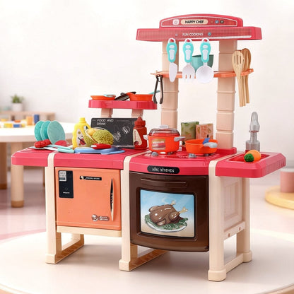 Keezi Kids Baby & Kids > Baby & Kid's Toys > Pretend Play Keezi Kids Kitchen Pretend Play Set Cooking Sound Steam Light Function
