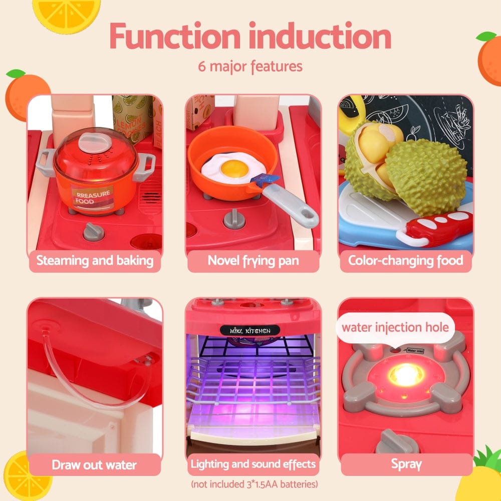 Keezi Kids Baby & Kids > Baby & Kid's Toys > Pretend Play Keezi Kids Kitchen Pretend Play Set Cooking Sound Steam Light Function