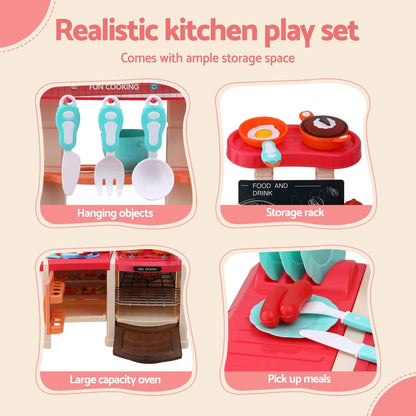 Keezi Kids Baby & Kids > Baby & Kid's Toys > Pretend Play Keezi Kids Kitchen Pretend Play Set Cooking Sound Steam Light Function
