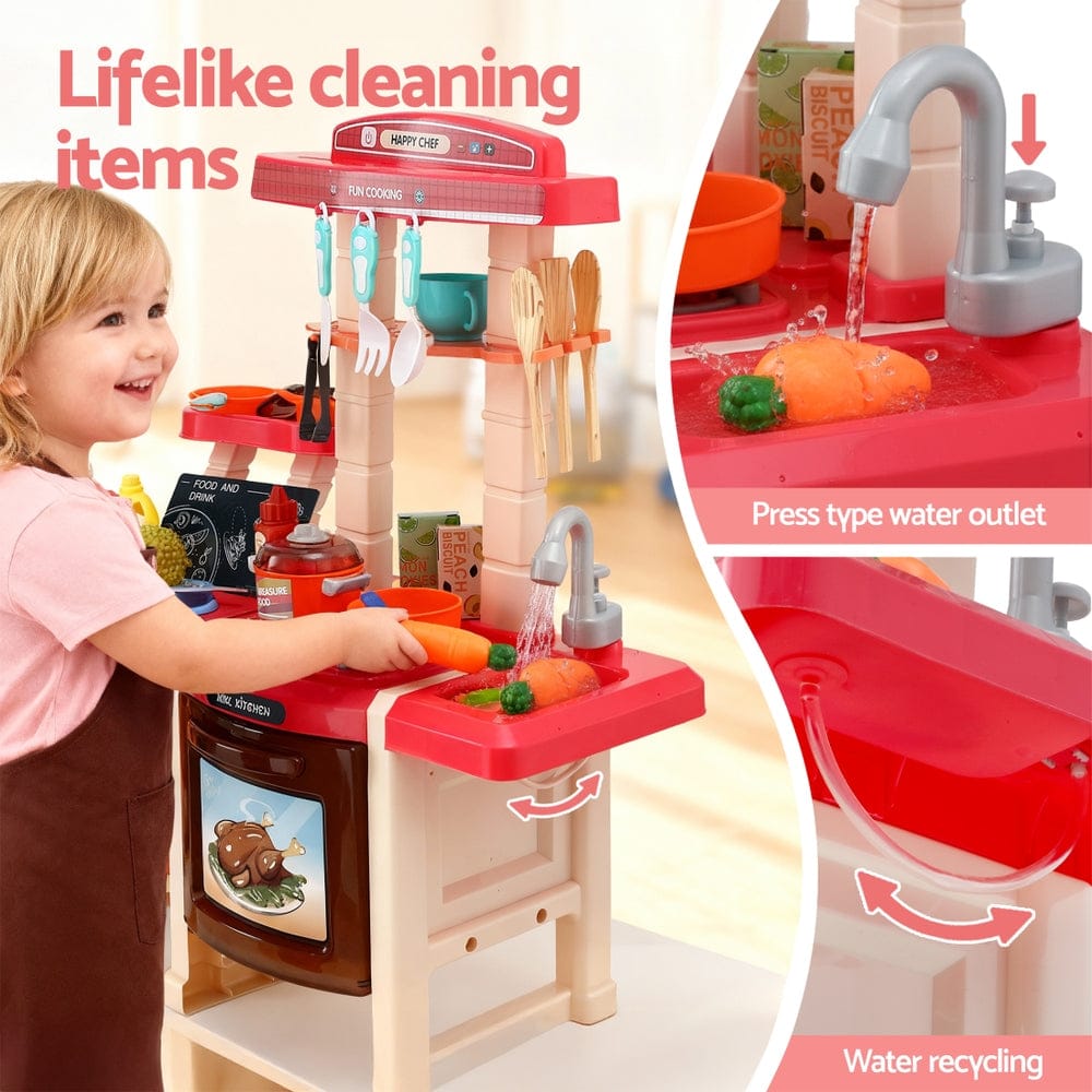 Keezi Kids Baby & Kids > Baby & Kid's Toys > Pretend Play Keezi Kids Kitchen Pretend Play Set Cooking Sound Steam Light Function