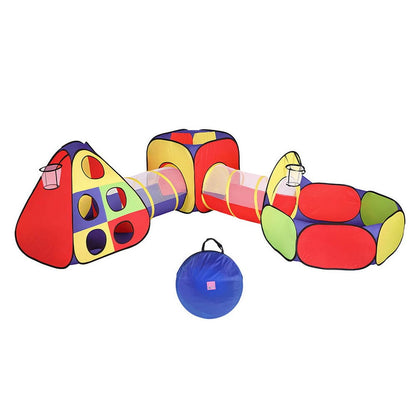 Keezi Kids Baby & Kids > Baby & Kid's Toys > Pretend Play Keezi Kids Play Tent Pop Up Teepee Playhouse Ball Pit Crawl Tunnel Basketball Hoop