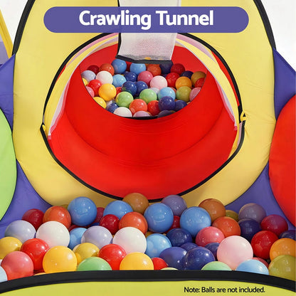 Keezi Kids Baby & Kids > Baby & Kid's Toys > Pretend Play Keezi Kids Play Tent Pop Up Teepee Playhouse Ball Pit Crawl Tunnel Basketball Hoop