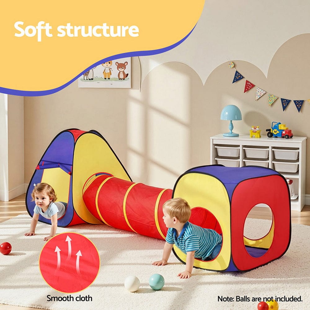 Keezi Kids Baby & Kids > Baby & Kid's Toys > Pretend Play Keezi Kids Playhouse Play Tent Pop Up Teepee Castle Crawl Tunnel Outdoor Indoor Toys Children Gift