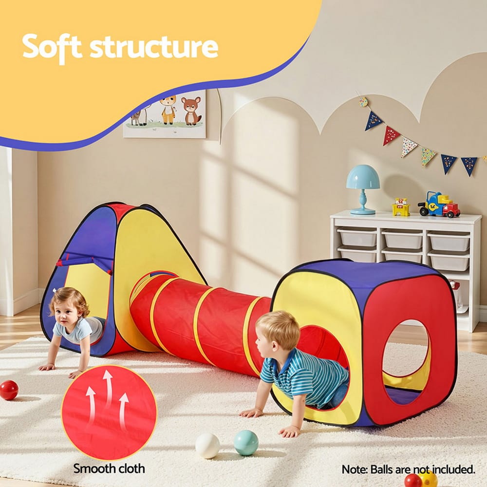 Keezi Kids Baby & Kids > Baby & Kid's Toys > Pretend Play Keezi Kids Playhouse Play Tent Pop Up Teepee Castle Crawl Tunnel Outdoor Indoor Toys Children Gift