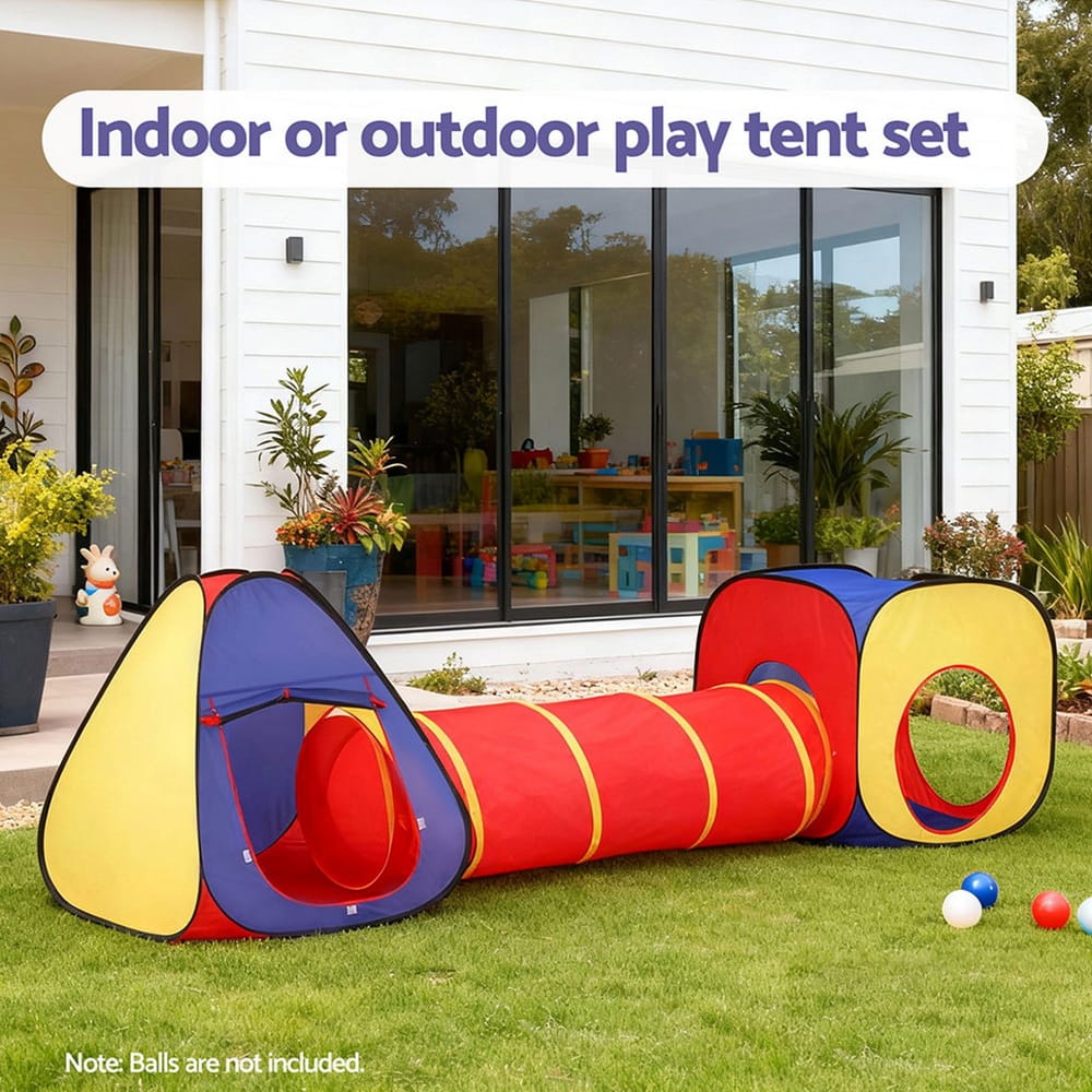 Keezi Kids Baby & Kids > Baby & Kid's Toys > Pretend Play Keezi Kids Playhouse Play Tent Pop Up Teepee Castle Crawl Tunnel Outdoor Indoor Toys Children Gift