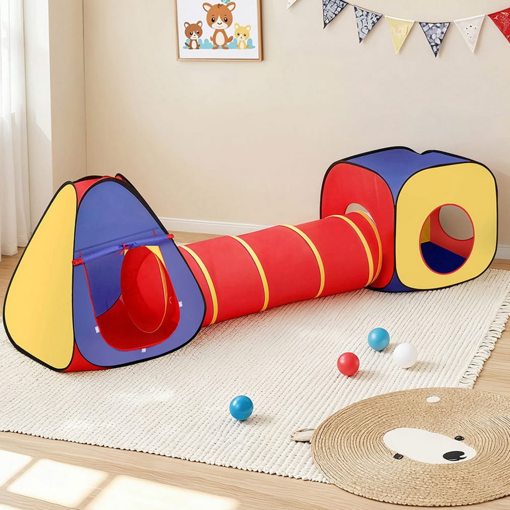 Keezi Kids Baby & Kids > Baby & Kid's Toys > Pretend Play Keezi Kids Playhouse Play Tent Pop Up Teepee Castle Crawl Tunnel Outdoor Indoor Toys Children Gift