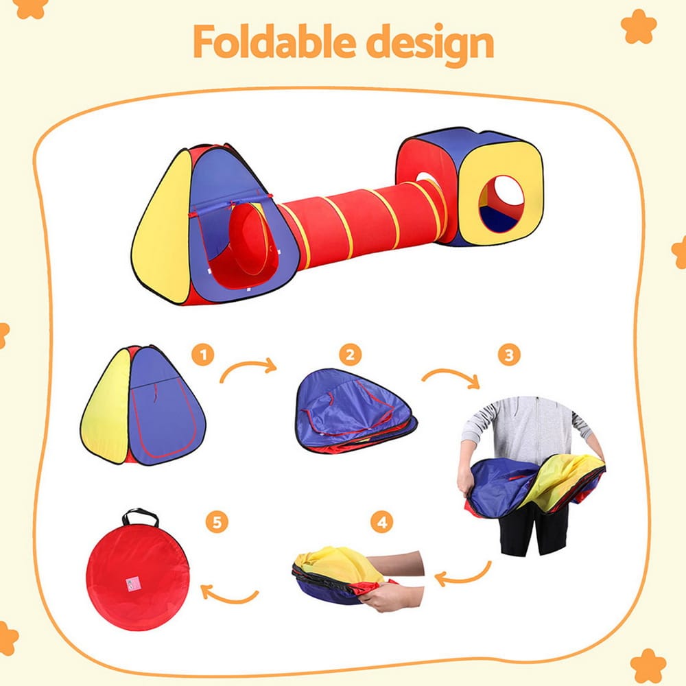 Keezi Kids Baby & Kids > Baby & Kid's Toys > Pretend Play Keezi Kids Playhouse Play Tent Pop Up Teepee Castle Crawl Tunnel Outdoor Indoor Toys Children Gift