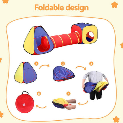 Keezi Kids Baby & Kids > Baby & Kid's Toys > Pretend Play Keezi Kids Playhouse Play Tent Pop Up Teepee Castle Crawl Tunnel Outdoor Indoor Toys Children Gift