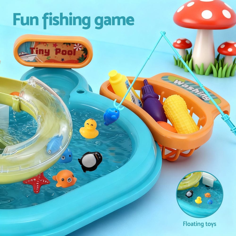 Keezi Kids Baby & Kids > Baby & Kid's Toys > Pretend Play Keezi Kids Pretend Play Kitchen Sink with Faucet Floating Fishing Toys Play food