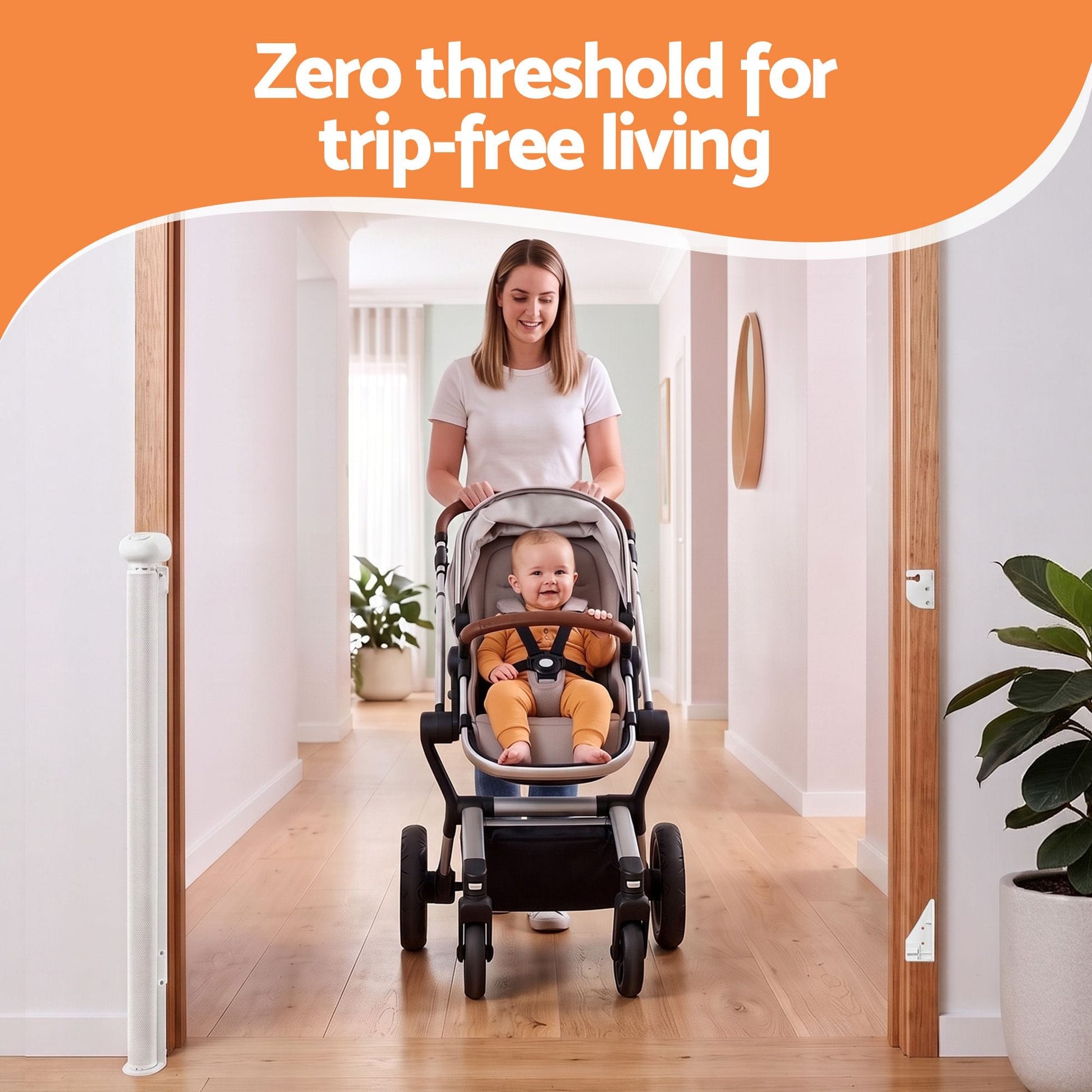 Keezi Kids Baby & Kids > Gates & Playpens > Safety Gates & Safety Accessories Keezi Retractable Gate Baby Gate Pet Safety Fence Extends up to 140cm White