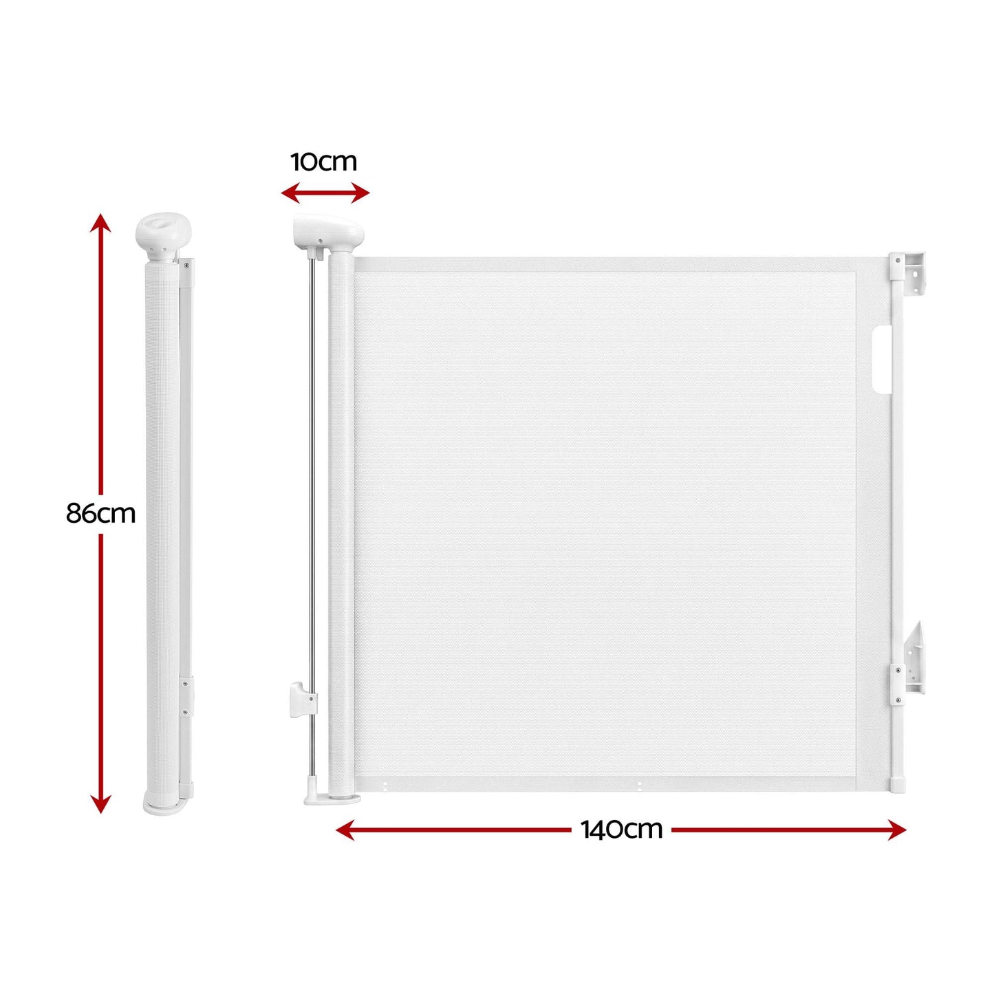 Keezi Kids Baby & Kids > Gates & Playpens > Safety Gates & Safety Accessories Keezi Retractable Gate Baby Gate Pet Safety Fence Extends up to 140cm White