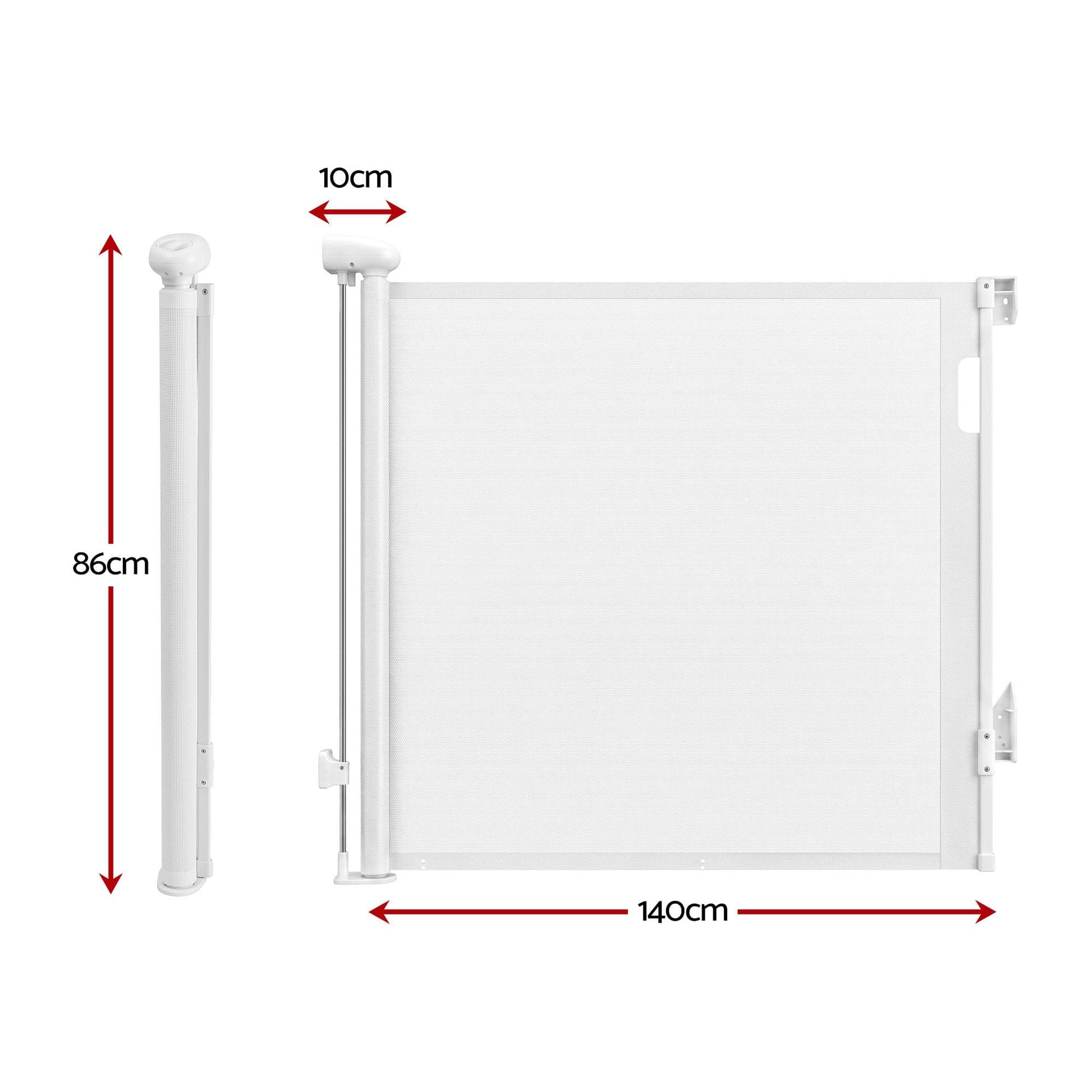 Keezi Kids Baby & Kids > Gates & Playpens > Safety Gates & Safety Accessories Keezi Retractable Gate Baby Gate Pet Safety Fence Extends up to 140cm White
