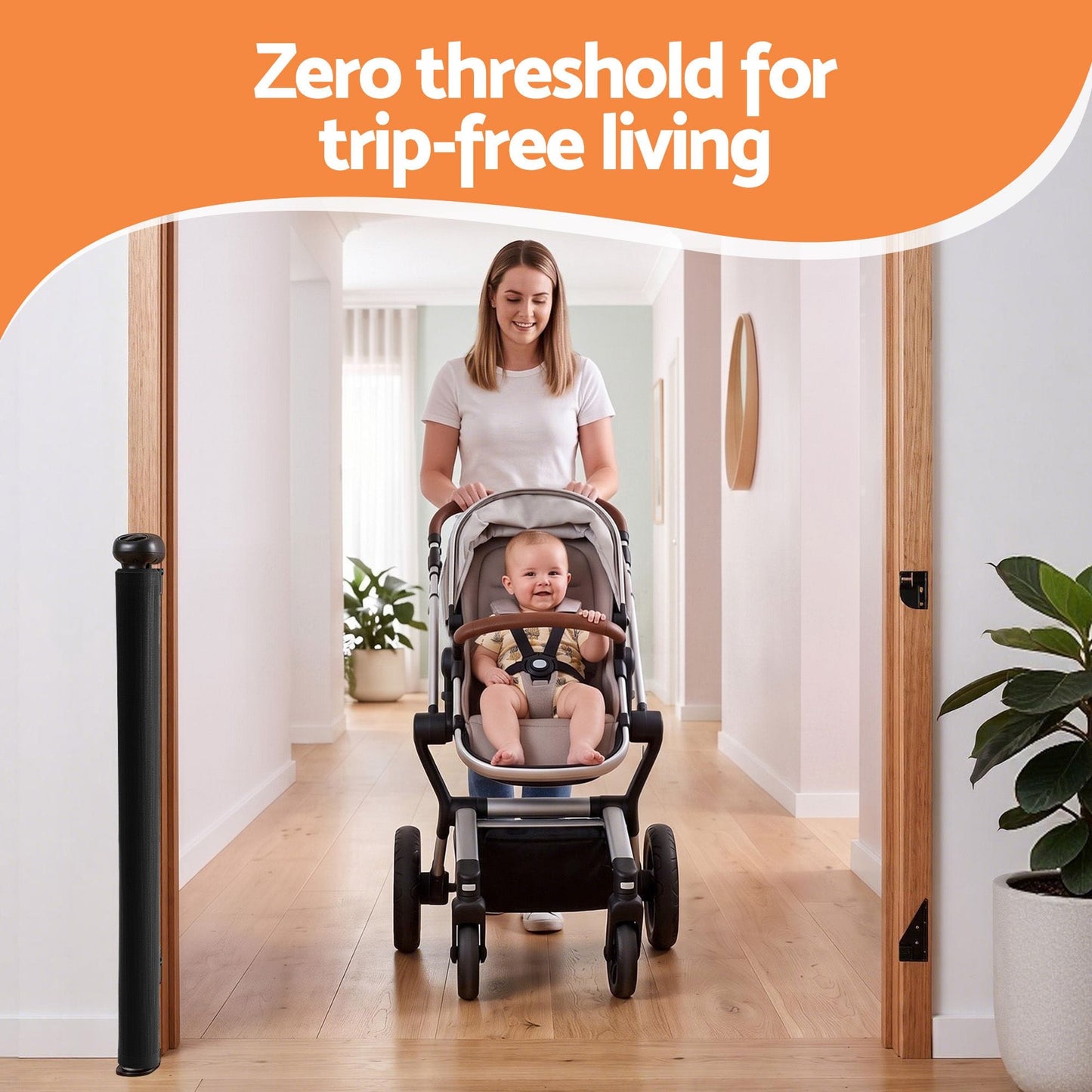 Keezi Kids Baby & Kids > Gates & Playpens > Safety Gates & Safety Accessories Keezi Retractable Gate Baby Gate Pet Safety Fence Extends up to 400cm Black