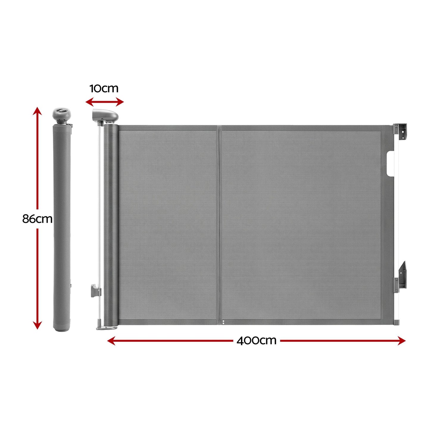 Keezi Kids Baby & Kids > Gates & Playpens > Safety Gates & Safety Accessories Keezi Retractable Gate Baby Gate Pet Safety Fence Extends up to 400cm Grey