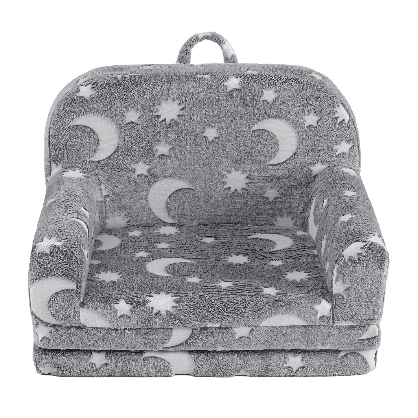 Keezi Kids Baby & Kids > Kid's Furniture > Kid's Tables, Chairs & Seats Keezi Kids 2-in-1 Fold Out Sofa Bed with Removable Washable Cover, Carry Handle, Storage Pocket, Glow in the Dark, Grey