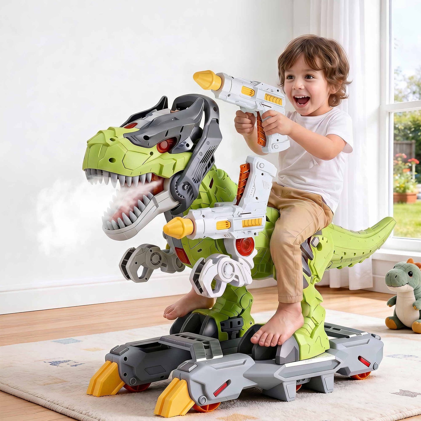 Keezi Kids Baby & Kids > Ride On Cars, Go-karts & Bikes > Ride On Cars Keezi Kids Dinosaur Ride On Push Car Toy with Spray Function Indoor Outdoor Toys