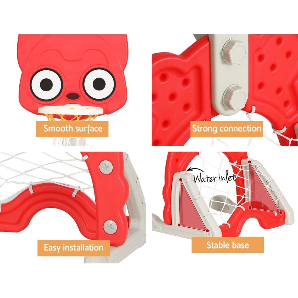 Keezi Sports & Fitness > Ball Sports > Basketball & Basketball Accessories Keezi Kids Basketball Hoop Stand Adjustable 5-in-1 Sports Center Toys Set Red